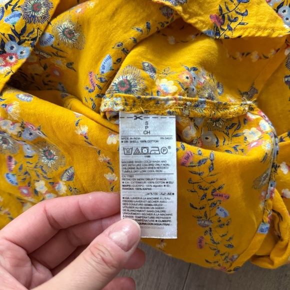 Old Navy Mustard Yellow Floral Long Sleeve Blouse - Picture 3 of 6